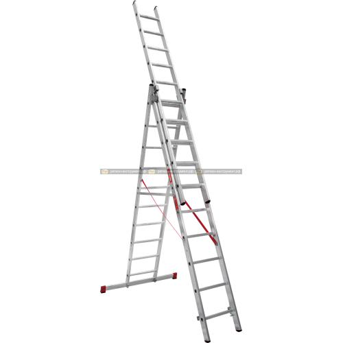 Лестница алюминиевая многофункциональная трехсекционная 3×10 Новая Высота NV3230 3230310